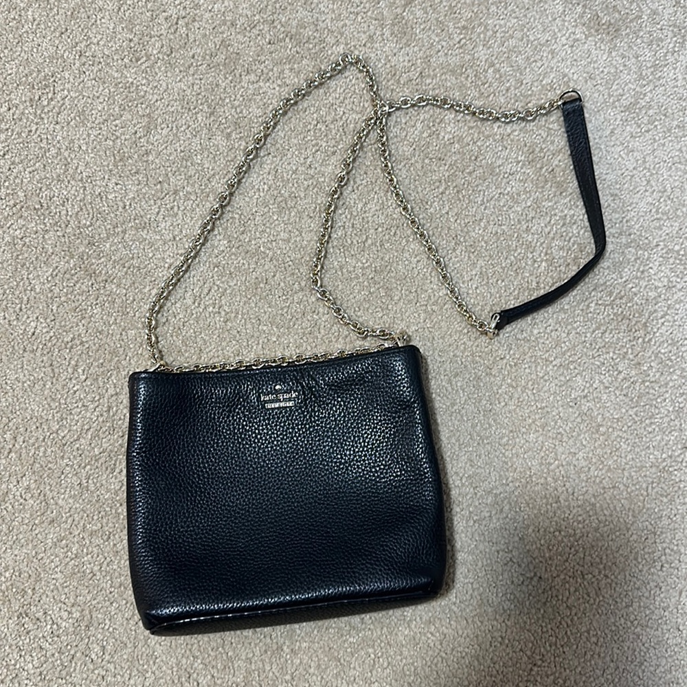 Black Kate Spade leather crossbody with chain